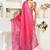 Pink designer linen printed one minute saree with unstitched blouse for party & festival