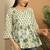 White & teal women's pure cotton jaipuri printed short top