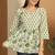 White & teal women's pure cotton jaipuri printed short top