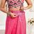 Pink designer linen printed one minute saree with unstitched blouse for party & festival