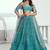 Blue Thread & Sequins Embroidery Work Net Lehenga
