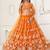 Orange Thread & Sequins Embroidery Work Net Lehenga