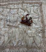 White Color Embroidered Space Silk Saree