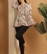 White women's pure cotton jaipuri printed short top