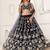 Navy Blue Thread & Sequins Embroidery Work Net Lehenga