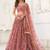Dark Peach Thread & Sequins Embroidery Work Net Lehenga