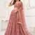 Dark Peach Thread & Sequins Embroidery Work Net Lehenga