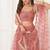 Dark Peach Thread & Sequins Embroidery Work Net Lehenga
