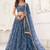 Sky Blue Thread & Sequins Embroidery Work Net Lehenga