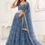 Sky Blue Thread & Sequins Embroidery Work Net Lehenga