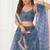 Sky Blue Thread & Sequins Embroidery Work Net Lehenga