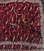 Wine Color Embroidered Space Silk Saree