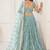 sea Green Thread & Sequins Embroidery Work Net Lehenga
