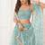 sea Green Thread & Sequins Embroidery Work Net Lehenga