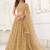 Beige Thread & Sequins Embroidery Work Net Lehenga