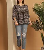 Multicolor women's pure cotton jaipuri printed short top