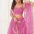Pink Thread & Sequins Embroidery Work Net Lehenga