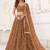 Brown Thread & Sequins Embroidery Work Net Lehenga