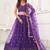 Purple Thread & Sequins Embroidery Work Net Lehenga