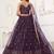 Wine Thread & Sequins Embroidery Work Net Lehenga