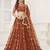 Brown Thread & Sequins Embroidery Work Net Lehenga