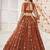 Brown Thread & Sequins Embroidery Work Net Lehenga