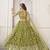 Olive Green Thread & Sequins Embroidery Work Net Lehenga