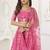 Pink Thread & Sequins Embroidery Work Net Lehenga