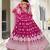 Pink Thread & Sequins Embroidery Work Net Lehenga