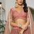 Rust Pink Thread & Sequins Embroidery Work Net Lehenga