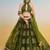 Mehendi Green Thread & Sequins Embroidery Work Net Lehenga