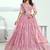 Pistal Pink Thread & Sequins Embroidery Work Net Lehenga