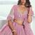 Pistal Pink Thread & Sequins Embroidery Work Net Lehenga