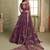 Wine Thread & Sequins Embroidery Work Net Lehenga