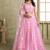 Pistal Pink Thread & Sequins Embroidery Work Net Lehenga