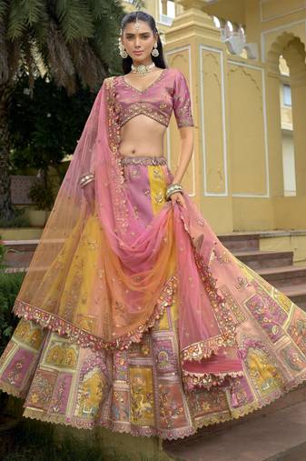 Pink Silk Embroidered Lehenga Choli With Dupatta