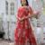 Red Embroidered & Printed Georgette Gown     Party Wear