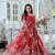 Red Embroidered & Printed Georgette Gown     Party Wear