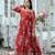 Red Embroidered & Printed Georgette Gown     Party Wear