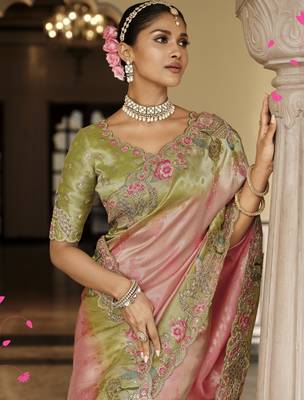 Premium soft silk blend weaving saree with rich embroidery & work blouse 2