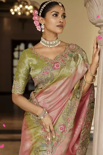 Premium soft silk blend weaving saree with rich embroidery & work blouse