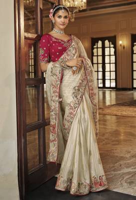 Exquisite silk blend saree with beautiful zari weave & blouse work 1
