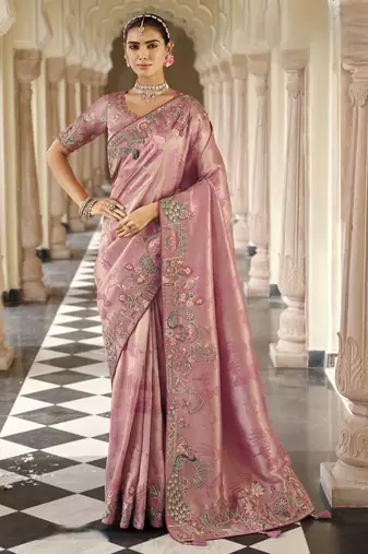 Premium designer soft silk weaving saree with rich embroidery & heavy work blouse