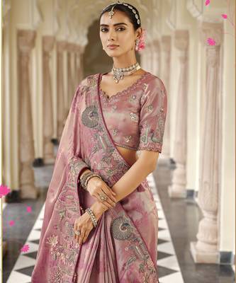 Premium soft silk blend weaving saree with rich embroidery & work blouse 2