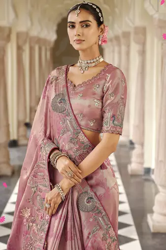 Premium soft silk blend weaving saree with rich embroidery & work blouse