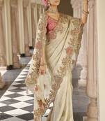 Luxury soft silk saree with designer weaving & heavy embroidered blouse
