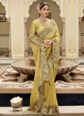 Premium soft silk blend weaving saree with rich embroidery & work blouse 1