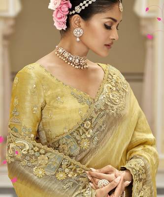 Premium soft silk blend weaving saree with rich embroidery & work blouse 2