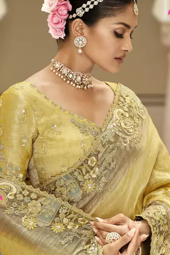 Premium soft silk blend weaving saree with rich embroidery & work blouse
