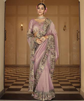 Premium soft silk blend weaving saree with rich embroidery & work blouse 1